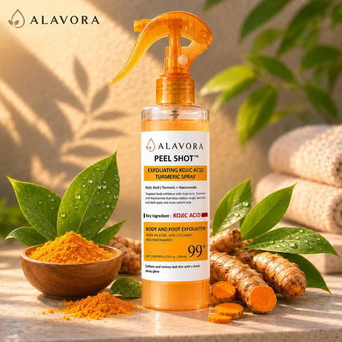 Alavora Spray Peeling Corporal con Ácido Kójico + Cúrcuma