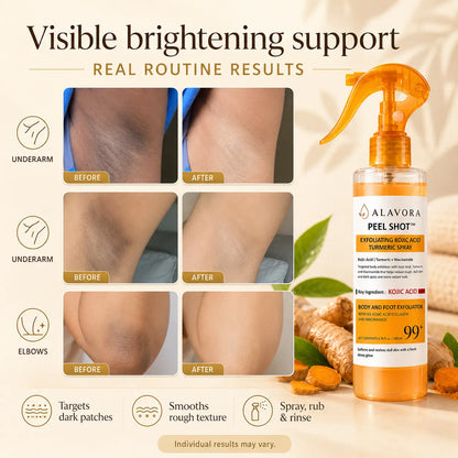 Alavora Spray Peeling Corporal con Ácido Kójico + Cúrcuma