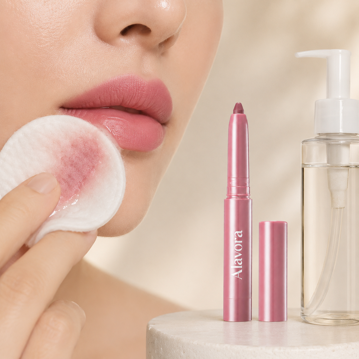 Oil-cleanse lip liner removal