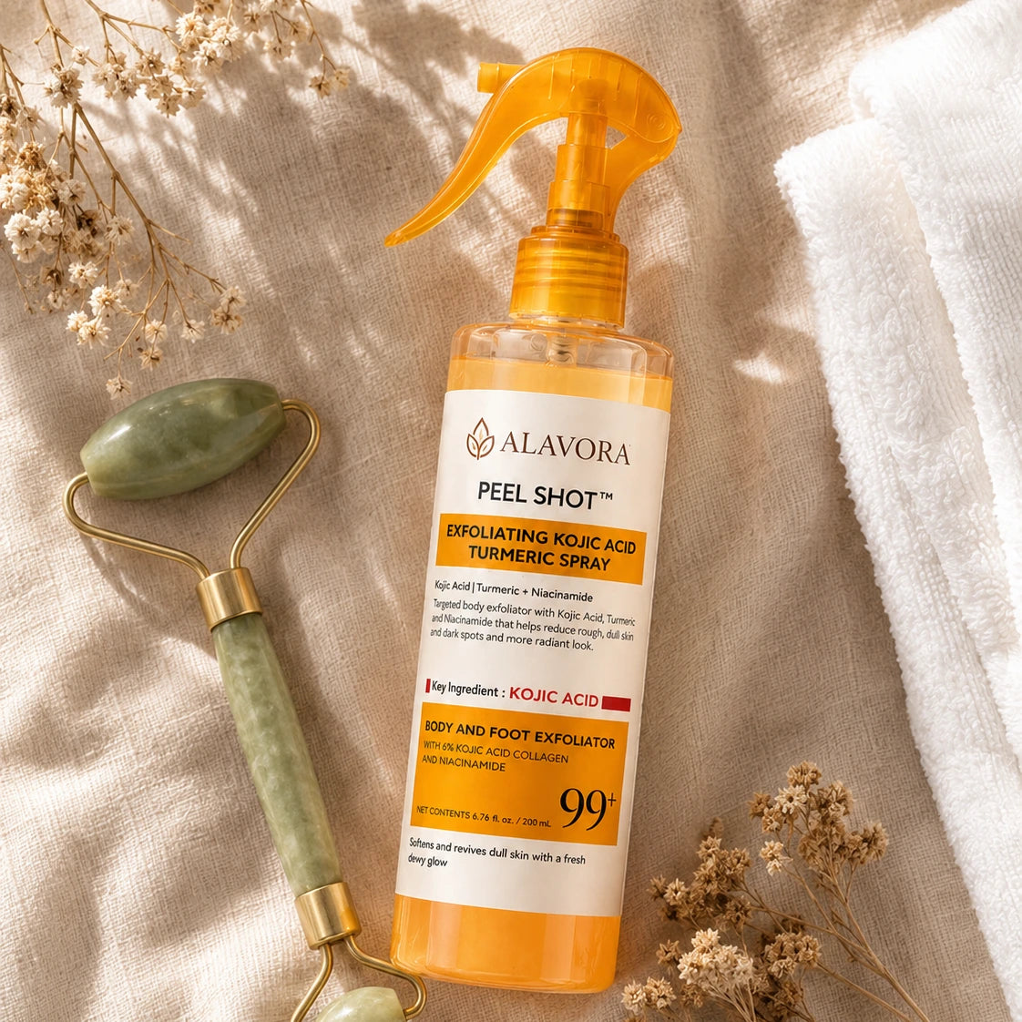 Alavora Spray Peeling Corporal con Ácido Kójico + Cúrcuma